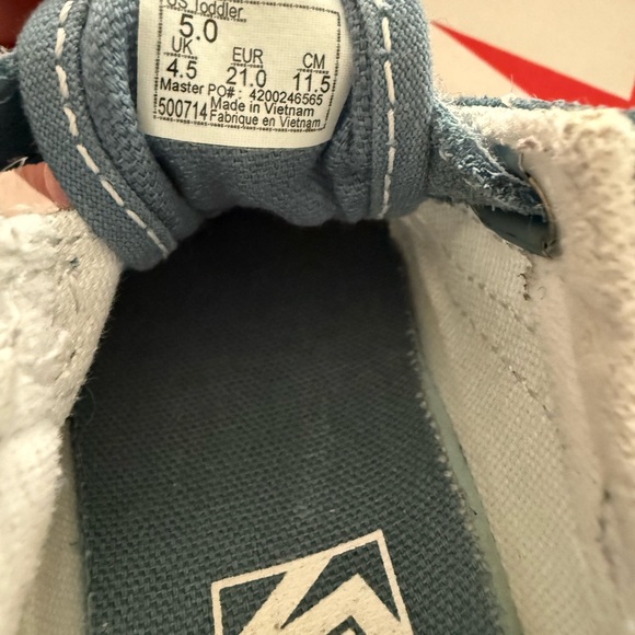 Vans Old Skool Velcro Suede Infant/Toddler Shoes Size 5, Color: Gum Blue/True - Picture 5 of 6